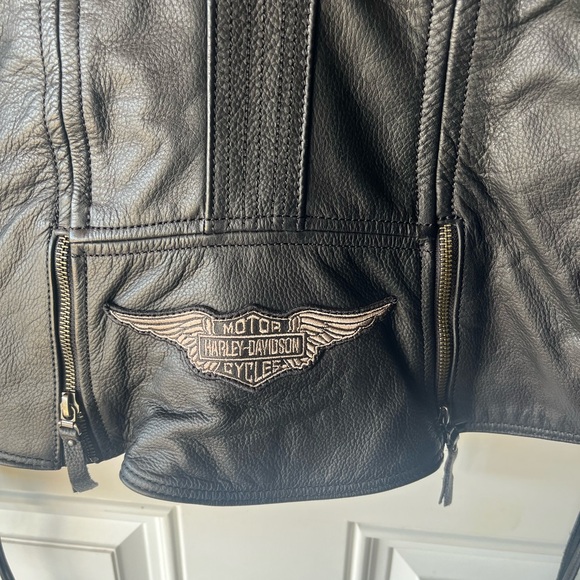 NEW Harley Davidson Boone Fringed Black Leather Jacket size small women’s biker - Picture 6 of 12